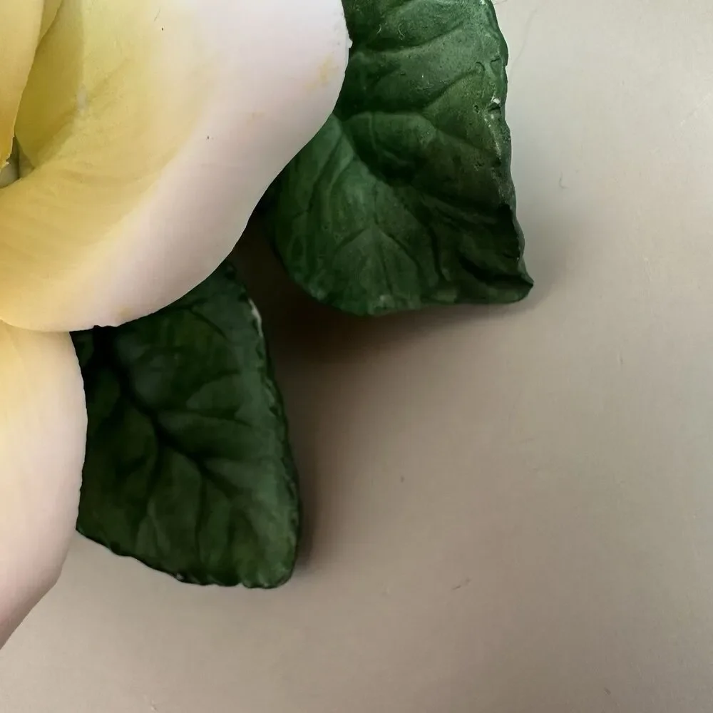 Vintage Porcelain White Rose Figurine Ceramic Flower Sculpture Capodimonte Style